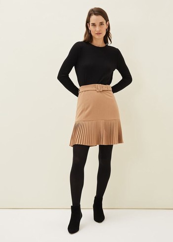 Phase Eight Annabel Pleated Skirts Brown Canada | QJMGWA-701